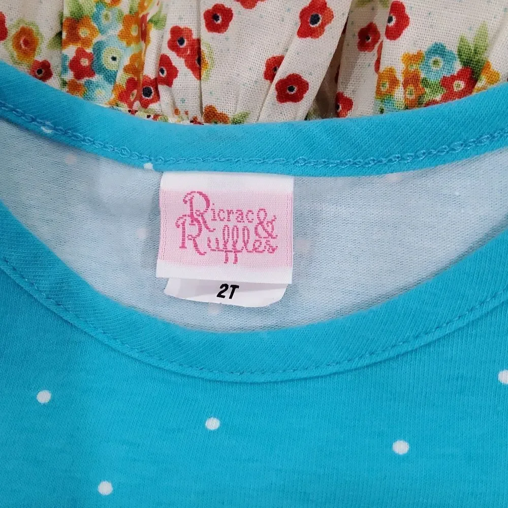 RICRAC & RUFFLES Boutique Floral & Polka Dot Patterned Dress 2T NWT